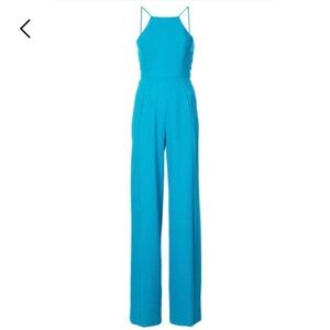 Black Halo Joaquin Halter Neck Jumpsuit – Teal Blue Wide Leg